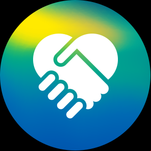 An icon of two hands intertwined, representing partnership